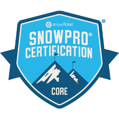 SnowPro Core badge, issued by Snowflake